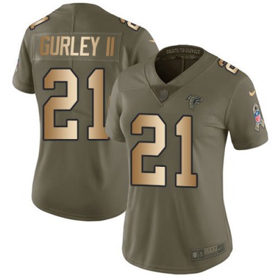Nike Atlanta Falcons #21 Todd Gurley II OliveGold Women's Stitched NFL Limited 2017 Salute To Service Jersey